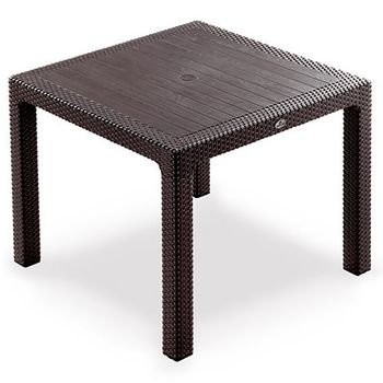Masa gradina, terasa raki classi ratan 90x90xh75cm, polipropilena/fibra sticla culoare cafea