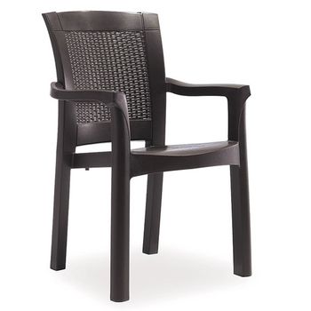 Scaun raki roma rattan 57x60xh90cm din polipropilena/fibra sticla culoare cafea