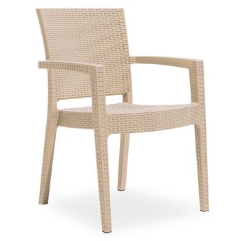Scaun cu brate raki paris rattan 62x58xh88cm polipropilena/fibra sticla culoare cappuccino