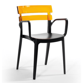 Scaun terasa cu brate, raki bermuda bistro 54,5x45,3xh81,6cm polipropilena cu fibra de sticla, negru-mustar