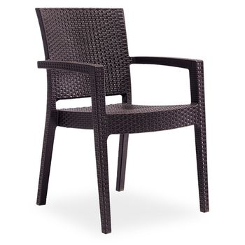Scaun cu brate raki paris rattan 62x58xh88cm polipropilena/fibra sticla culoare cafea