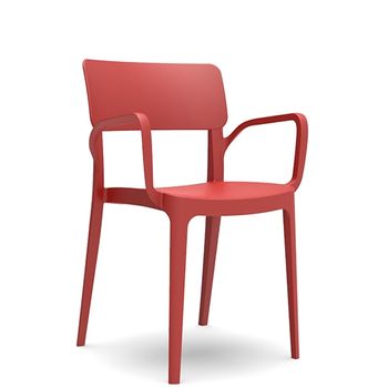 Scaun bucatarie cu brate raki panora 54,5x54x3xh81,9cm din polipropilena cu fibra de sticla culoare rosie