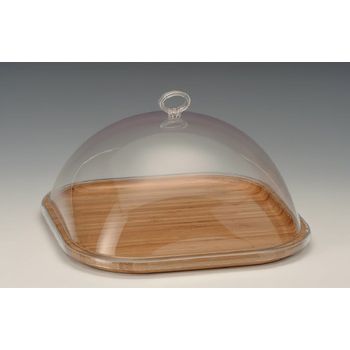 Platou bambus dreptunghiular cu capac acrilic raki 21x21xh13cm