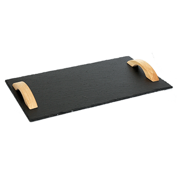 Platou din ardezie cu manere lemn raki 30x40xh0,5cm, dreptunghiular