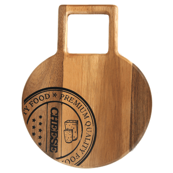 Platou servire raki 35x25cm rotund, cu maner, lemn acacia