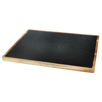 Set platou servire ardezie raki 26x16cm cu suport lemn 30x20x1,5cm