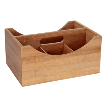 Suport cu 4 compartimente din bambus raki oliviere, tacamuri si servetele 25x18xh12cm