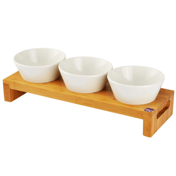 Set 3 boluri melamina cu suport bambus raki 29x22x3,5cm