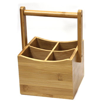 Suport bambus cu 4 compartimente raki tacamuri si sticle oliviere 15x15xh23cm
