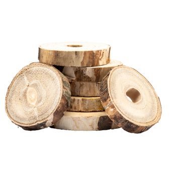 Pachet rondele, 50 buc, din lemn de paulownia folosite la decoratiuni interioare/exterioare, maro, diametru 10-15 cm