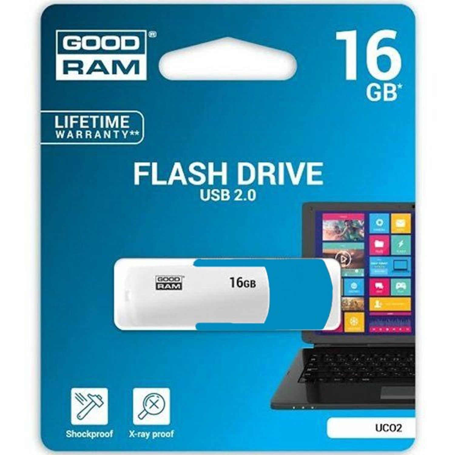 Stick memorie Flash Drive 16GB USB 2.0, X-ray proof, GoodRam fotografia produsului View 2 L