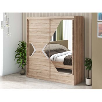 Dressing domino dn-2, sonoma, 200x215x59 cm, usi culisante