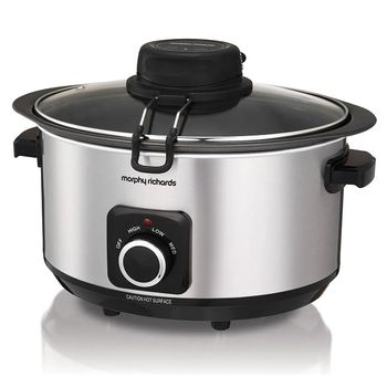 Slowcooker morphy richards sear, stew and stir 461010eerrom, 6.5l, 3 setari de temperatura, oala aluminiu, argintiu
