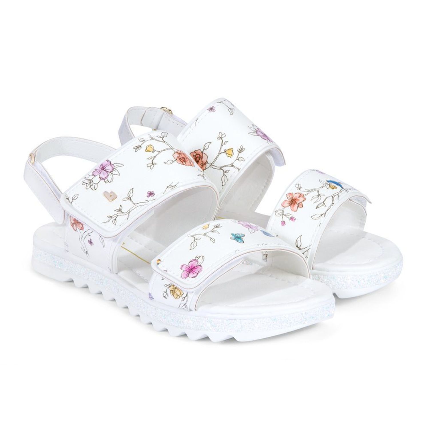 Sandale Fete Bibi Flat Form Albe-Floral, 35 fotografia produsului
