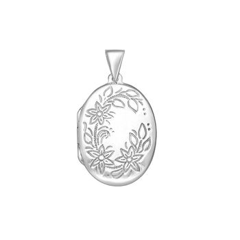 Pandantiv argint pentru poza oval Floral Locket
