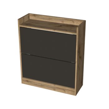 Pantofar tisa cu 2 sertare, stejar / gri, 70x26x81cm