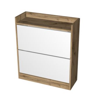 Pantofar tisa cu 2 sertare, stejar / alb, 70x26x81cm