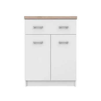 Comoda cu 2 usi si un sertar, 60x33x85cm, alb / sonoma