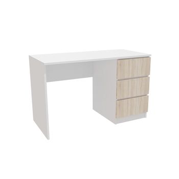 Birou oscar alb / sonoma cu 3 sertare, 120x60x75cm