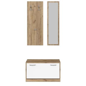 Set mobilier hol gratia, stejar auriu / alb, 80x190x27cm