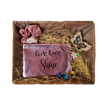 Set cadou portfard, elastic par si decoratiune fluture