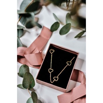 Lantisor otel inoxidabil placat cu aur 14k, hearts
