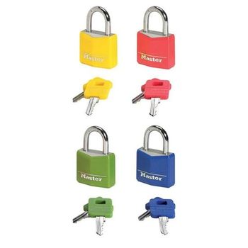 Lacat din aluminiu cu protectie colorata pentru bagaje master lock 9131eurdcol, corp 30mm, clasa securitate 4/10 cheie