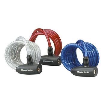 3 cabluri antifurt bicicleta master lock 8127eurtri, otel, clasa securitate 4/15, cheie, set x3 buc.