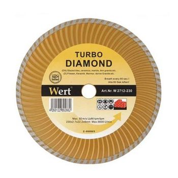 Disc diamantat turbo, taiere beton, ceramica, caramida wert o230x22.2 mm