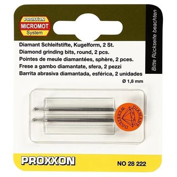 Set biaxuri diamantate de forma sferica micromot proxxon prxn28222, o1.8 mm, 2 bucati
