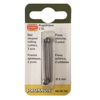 Set freze extradure din otel-wolfram-vanadiu de forma sferica globulara micromot proxxon prxn28725, o6 mm, 2 bucati