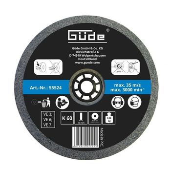 Disc abraziv pentru polizor de banc guede gude55524, o125x16x20 mm, granulatie k60