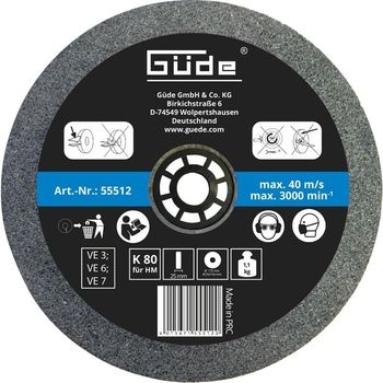 Disc abraziv pentru polizor de banc guede gude55512, o175x25x32 mm, granulatie k80