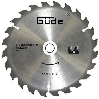 Disc pentru fierastrau circular, taiere lemn guede gude55163, o254x30 mm, 24 dinti