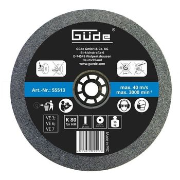 Disc abraziv pentru polizor de banc guede gude55513, o200x25x32 mm, granulatie k80