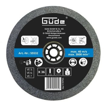 Disc abraziv pentru polizor de banc guede gude55532, o200x25x32 mm, granulatie k36