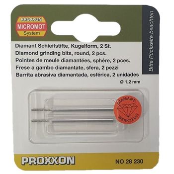 Set biaxuri diamantate cu varf sferic micromot proxxon prxn28230, o1.2 mm, 2 bucati