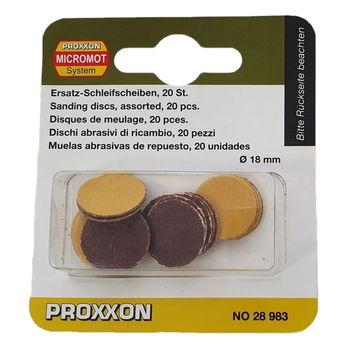 Set discuri de slefuire autoadezive proxxon prxn28983, o18 mm, granulatie k120-k150, 20 piese
