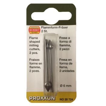 Set freze din otel-wolfram-vanadiu de forma picatura micromot proxxon prxn28724, o6 mm, 2 bucati