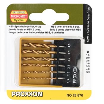 Set burghie hss pentru lemn si plastic cu pin pentru centrare proxxon prxn28876, o1.5-o4 mm, 6 piese