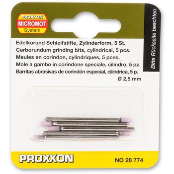 Set biaxuri din corindon de forma cilindrica micromot proxxon prxn28774, o2.5 mm, 5 bucati