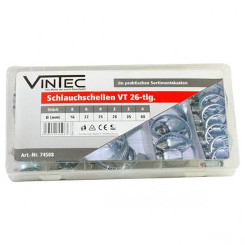 Set coliere metalice vintec vntc74508, o16-40 mm, 26 piese