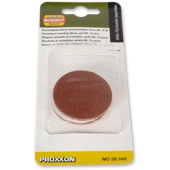 Set discuri abrazive autoadezive pentru lhw proxxon prxn28549, o50 mm, granulatie k80, 12 bucati
