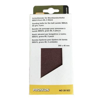 Set benzi de slefuire pentru bbs s, proxxon prxn28922, 260x40 mm, granulatie 80, 5 bucati