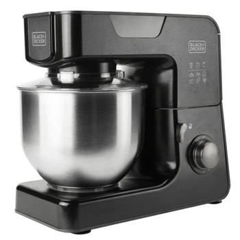 Mixer cu bol din inox bxkm1000e blackdecker b+des9130060b, 1000 w, 5.2 l