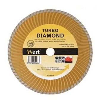 Disc diamantat turbo, taiere beton, ceramica, caramida wert w2712-180, o180x22.2 mm