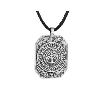 Colier cu pandantiv tree of life, model 07 viking, snur 45-52 cm, argintiu