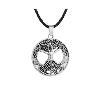 Colier cu pandantiv tree of life, model 06 viking, snur 45-52 cm, argintiu