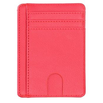 Port card ultra slim blocare rfid din piele ecologica, rosu