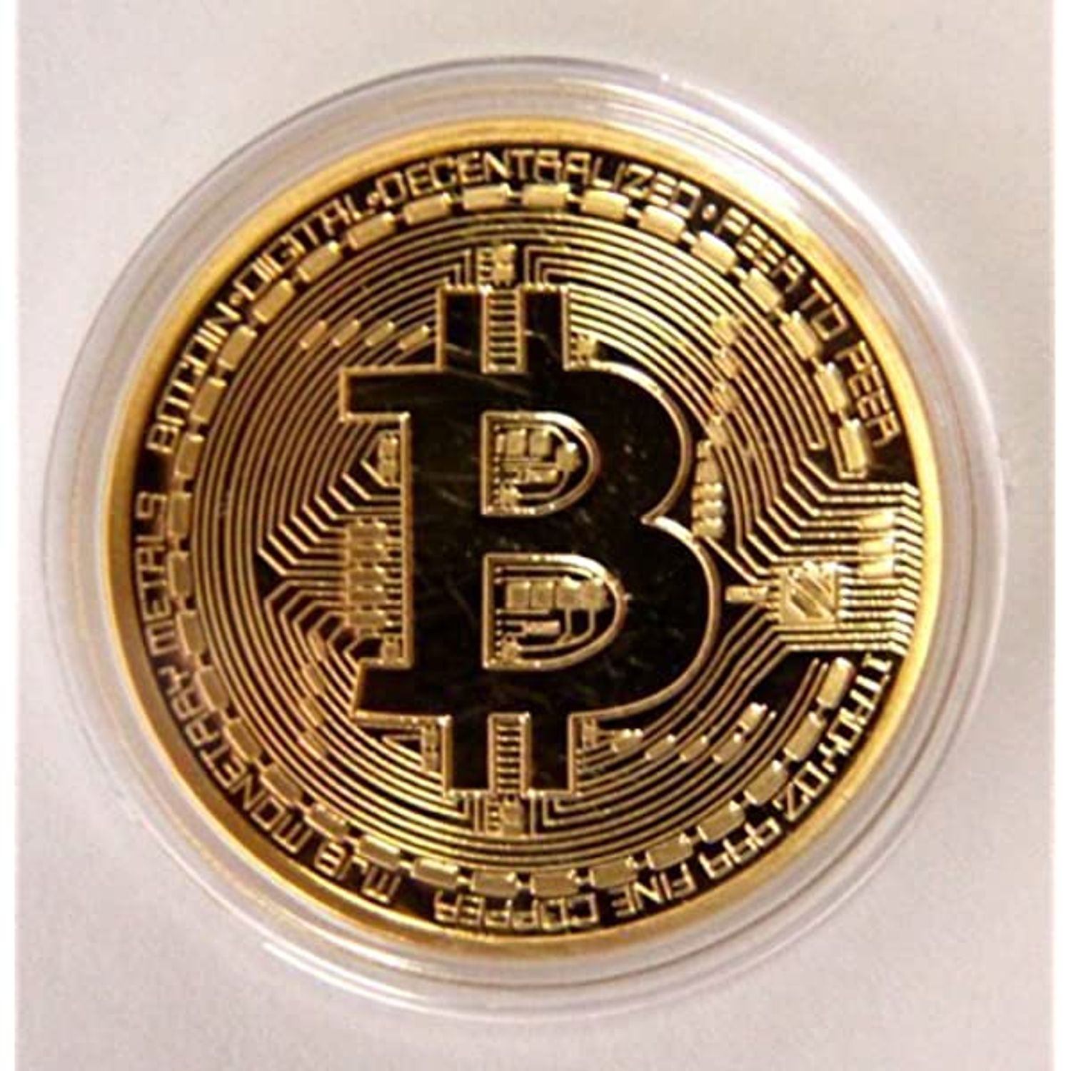 Moneda de colectie Bitcoin cu carcasa protectie, aurie fotografia produsului View 2 L